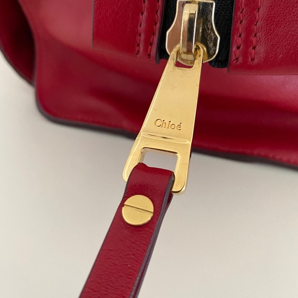 Chloe Dree RED Pebbled Leather Satchel Handbag - Picture 16 of 16